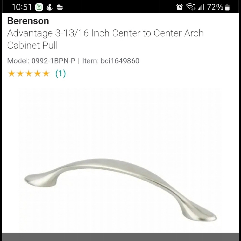 Cabinet pulls-Berinson Advantage 3-13/16 inch center to Center Arch cabi…